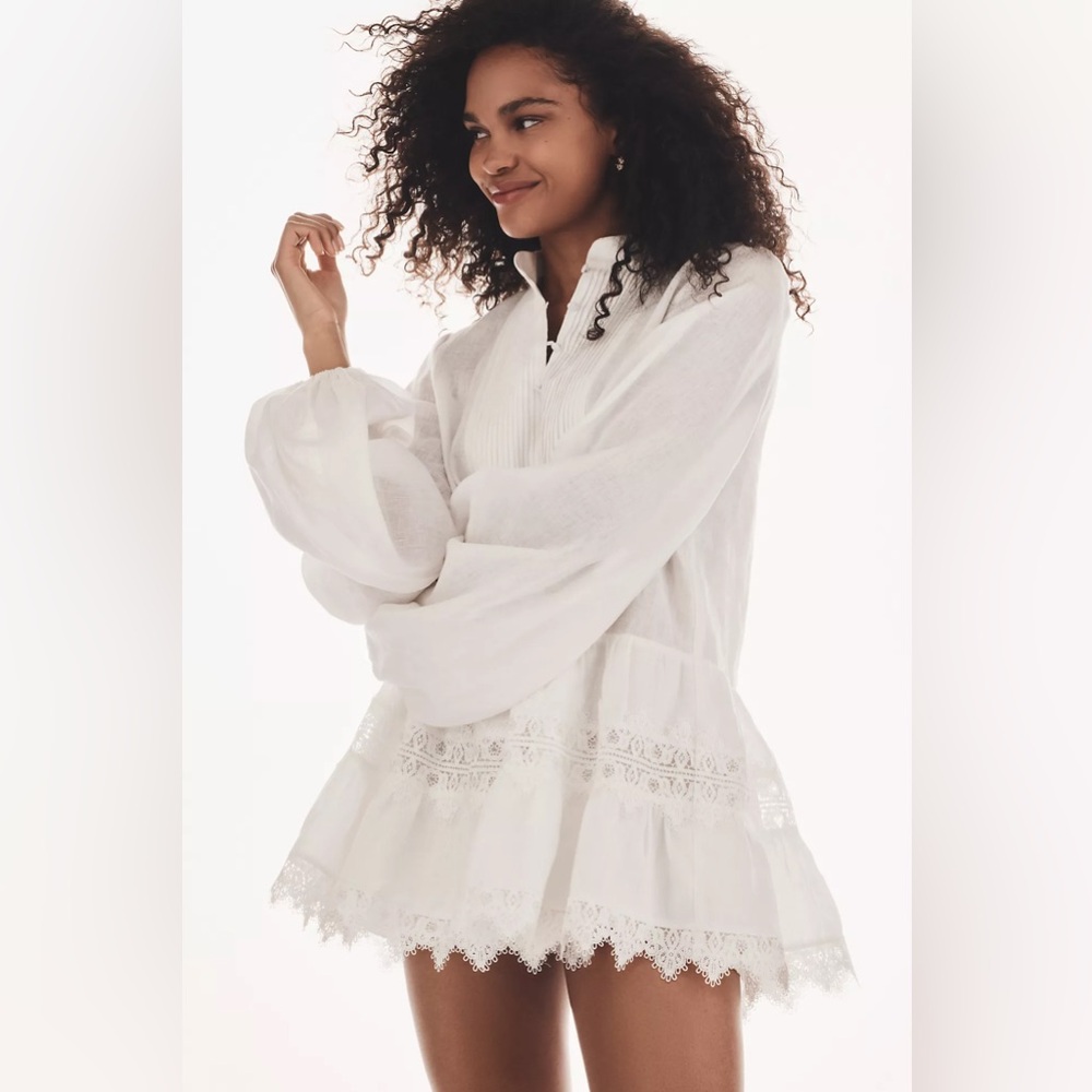 Anthropologie Bardot Antonia Long-Sleeve Lace Mini Dress